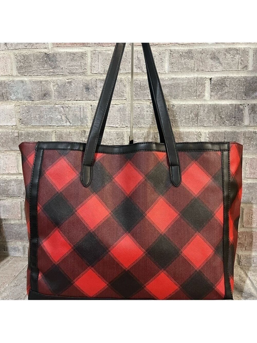 Victoria's Secret Red and Black Plaid Tote - Picture 3 of 9